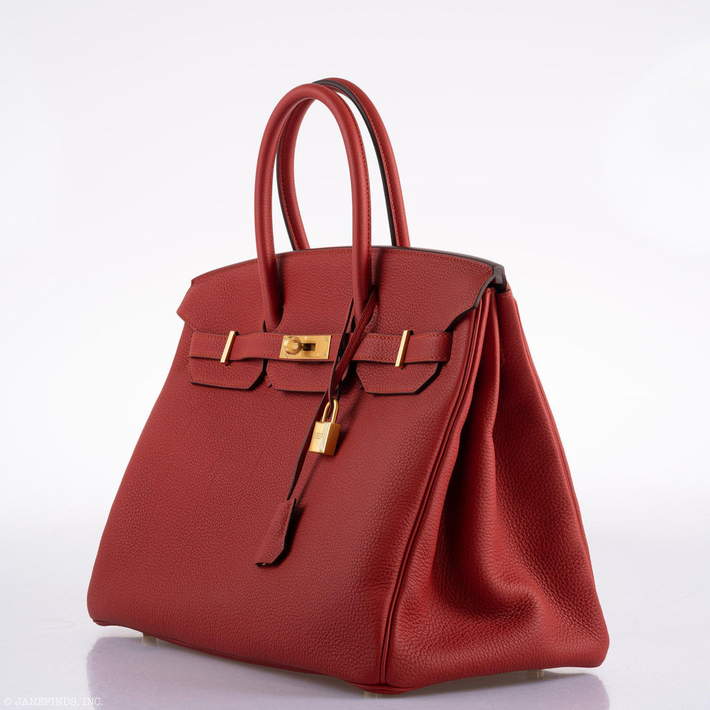 Hermes Birkin 35 HSS Rouge Vif Togo Brushed Gold Hardware - 2020, Y - Exclusu