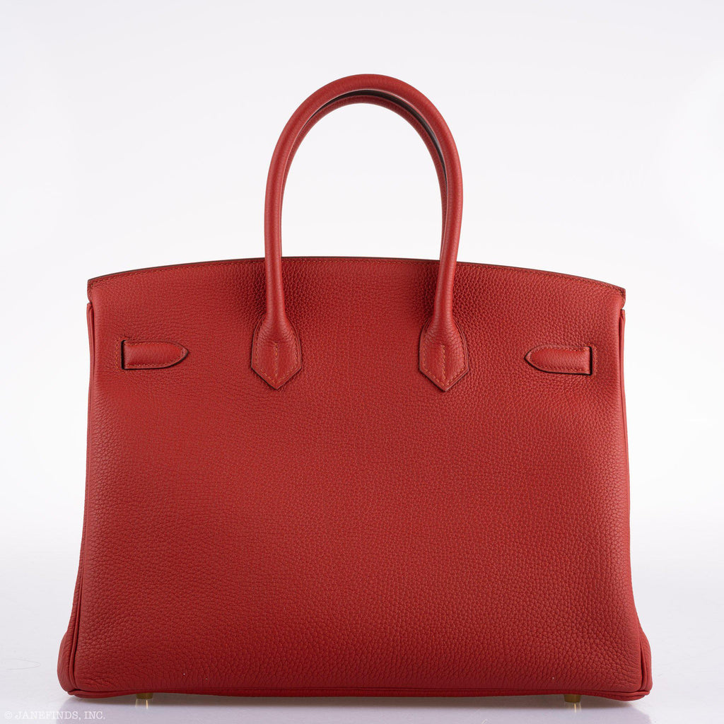 Hermes Birkin 35 HSS Rouge Vif Togo Brushed Gold Hardware - 2020, Y - Exclusu