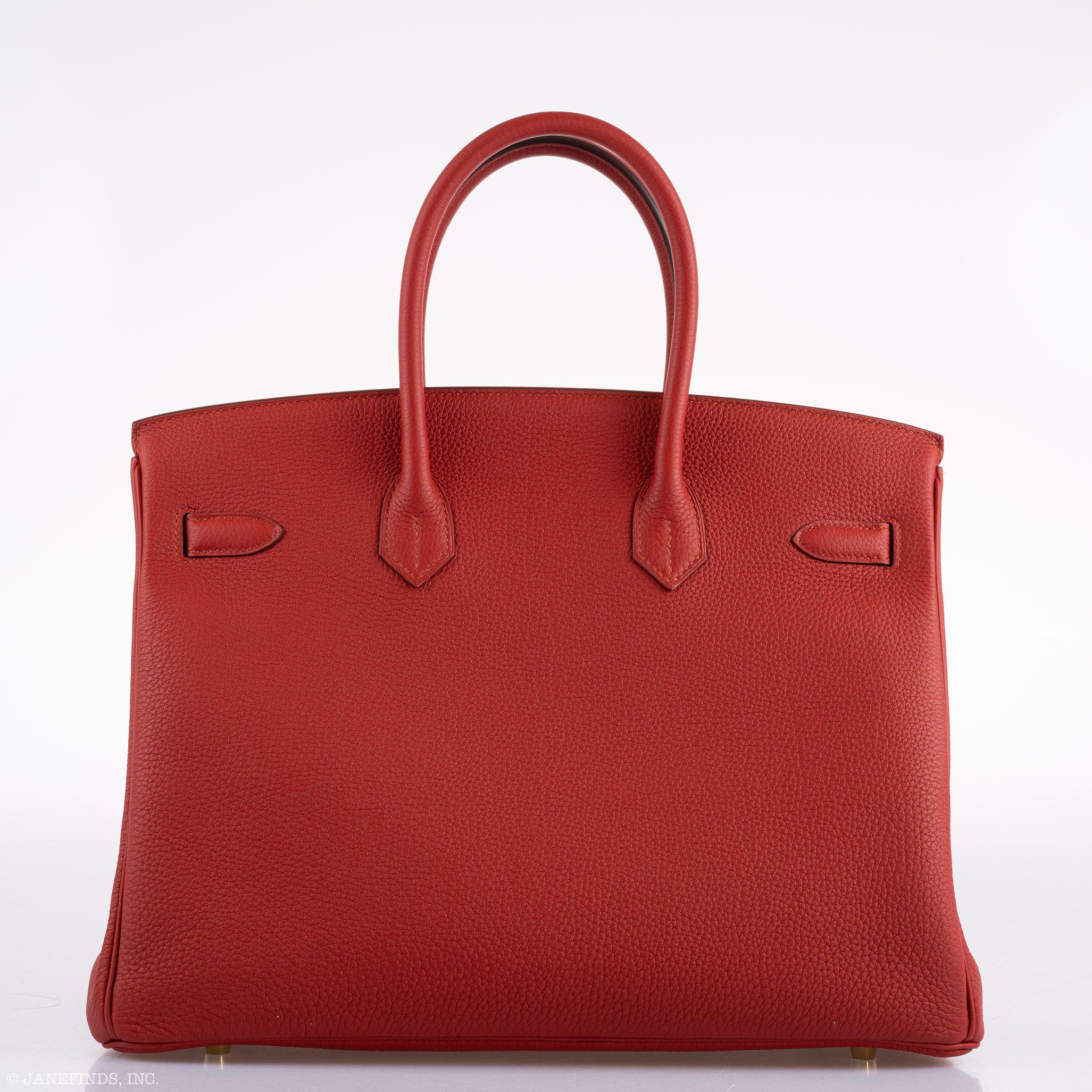 Hermes Birkin 35 HSS Rouge Vif Togo Brushed Gold Hardware - 2020, Y - Exclusu