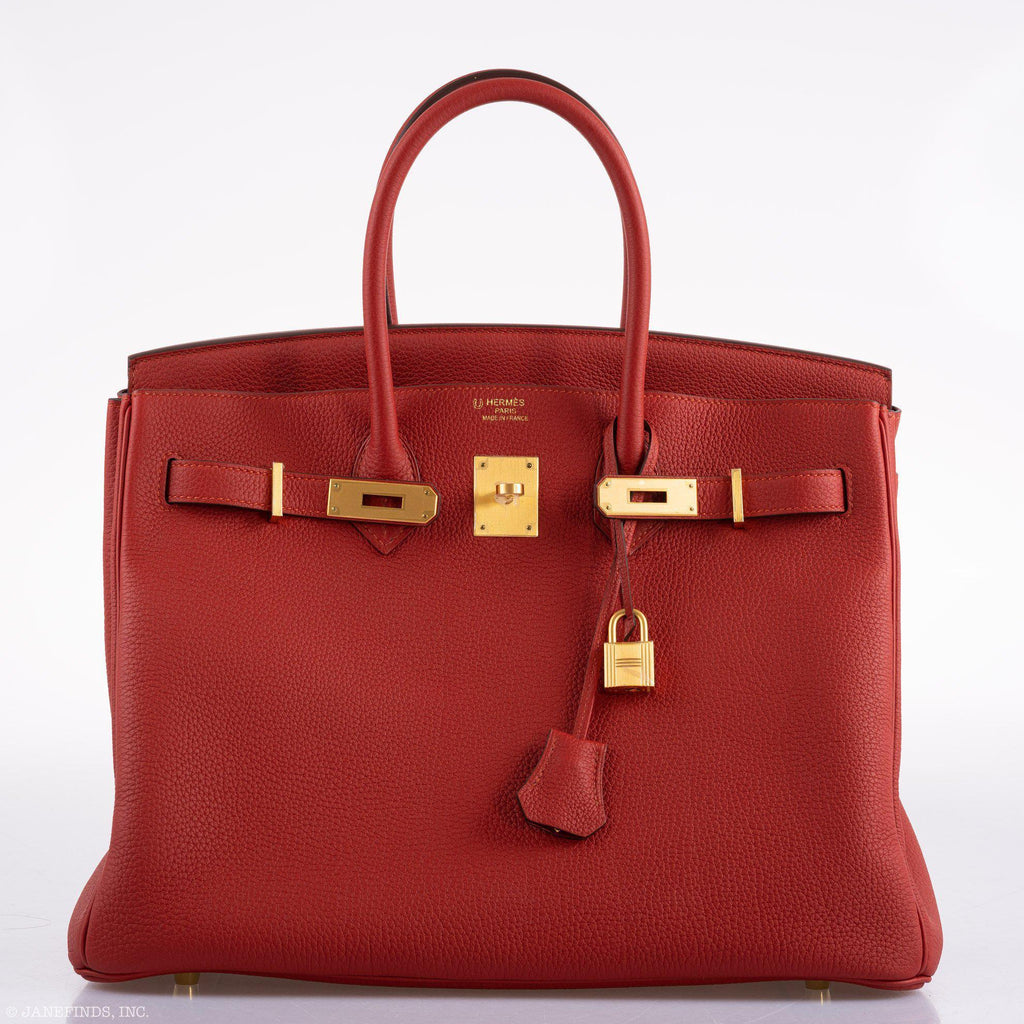 Hermes Birkin 35 HSS Rouge Vif Togo Brushed Gold Hardware - 2020, Y - Exclusu