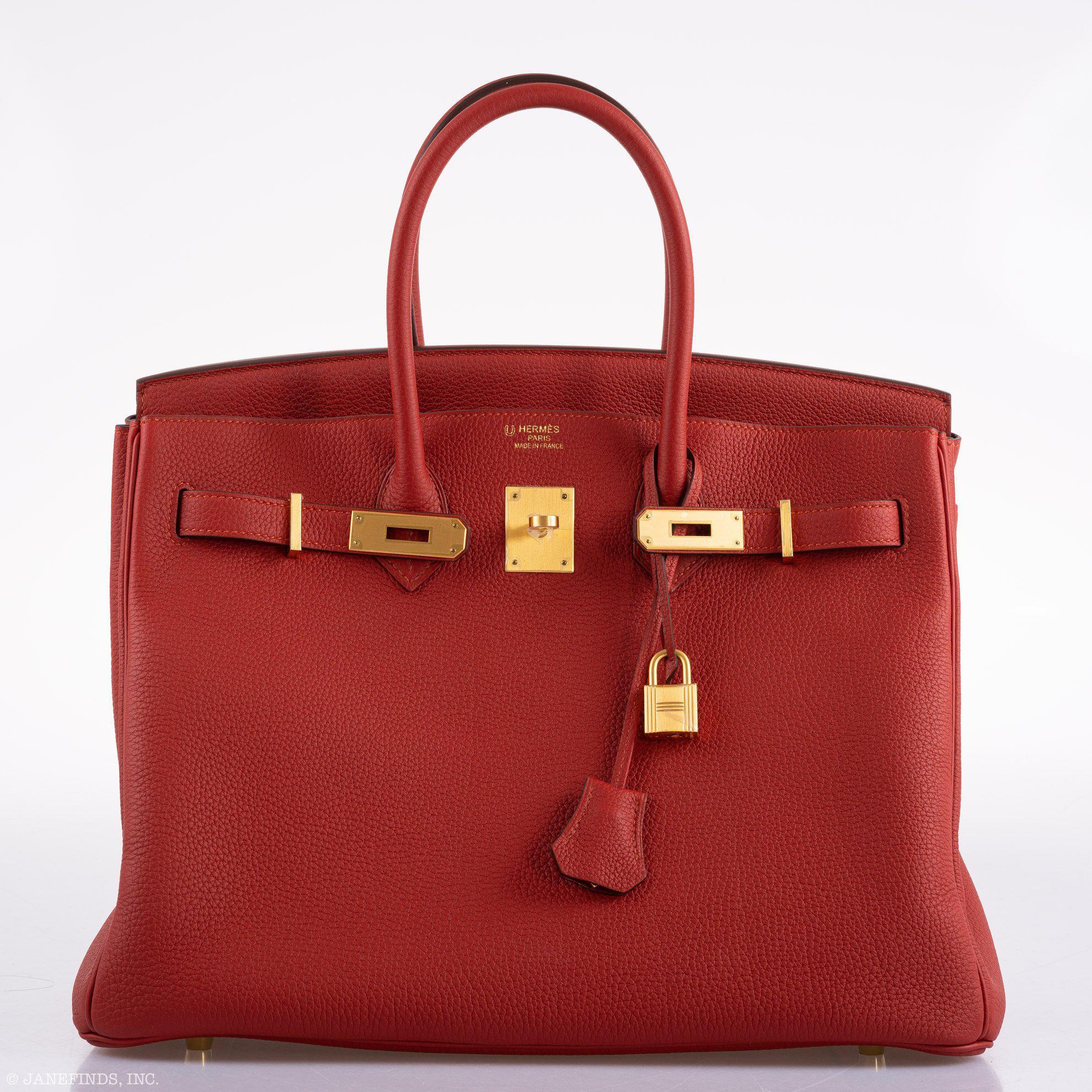 Hermes Birkin 35 HSS Rouge Vif Togo Brushed Gold Hardware - 2020, Y - Exclusu