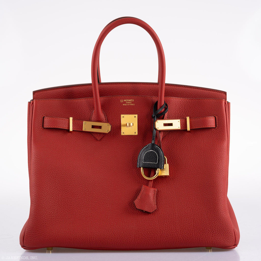 Hermes Birkin 35 HSS Rouge Vif Togo Brushed Gold Hardware - 2020, Y - Exclusu