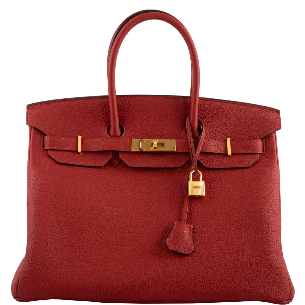 Hermes Birkin 35 HSS Rouge Vif Togo Brushed Gold Hardware - 2020, Y - Exclusu