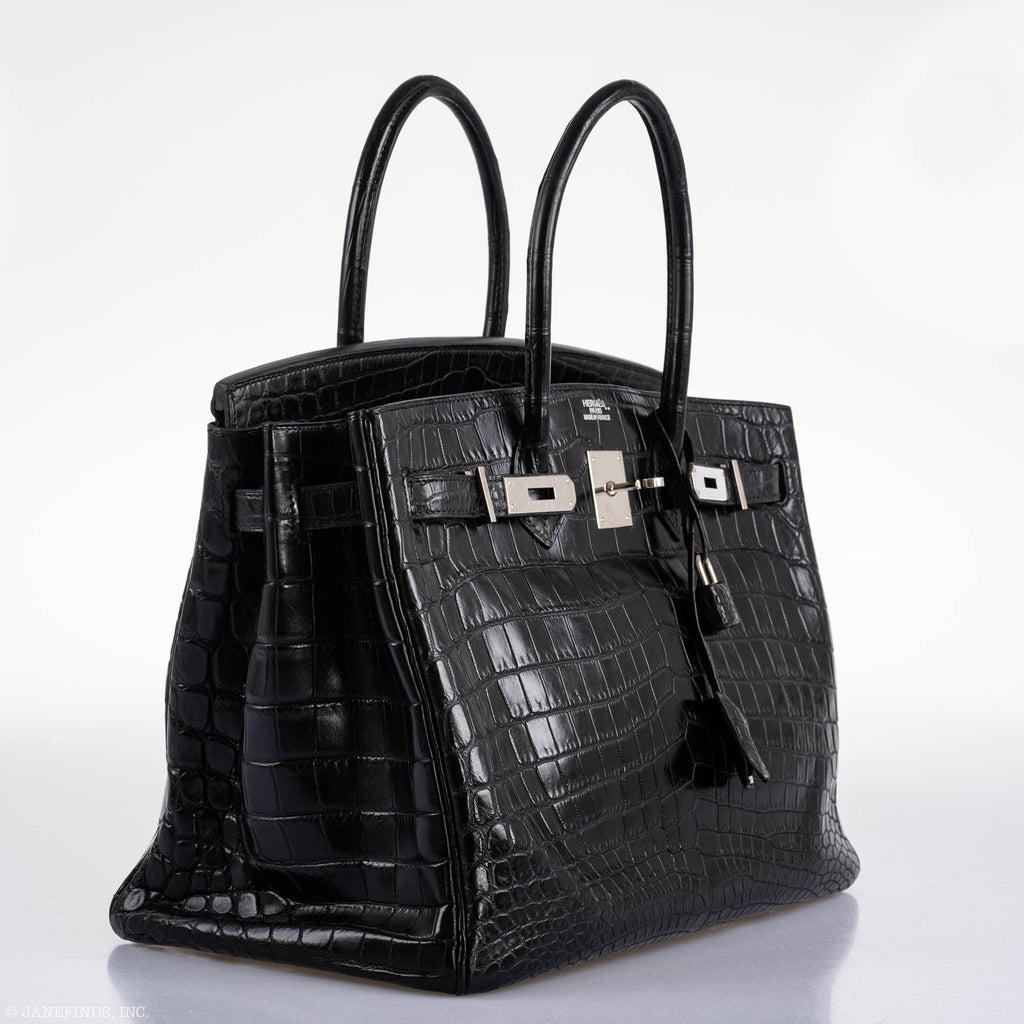 Hermes Birkin 35 Matte Black Nilo Crocodile with Palladium Hardware - 2011, O Square - Exclusu