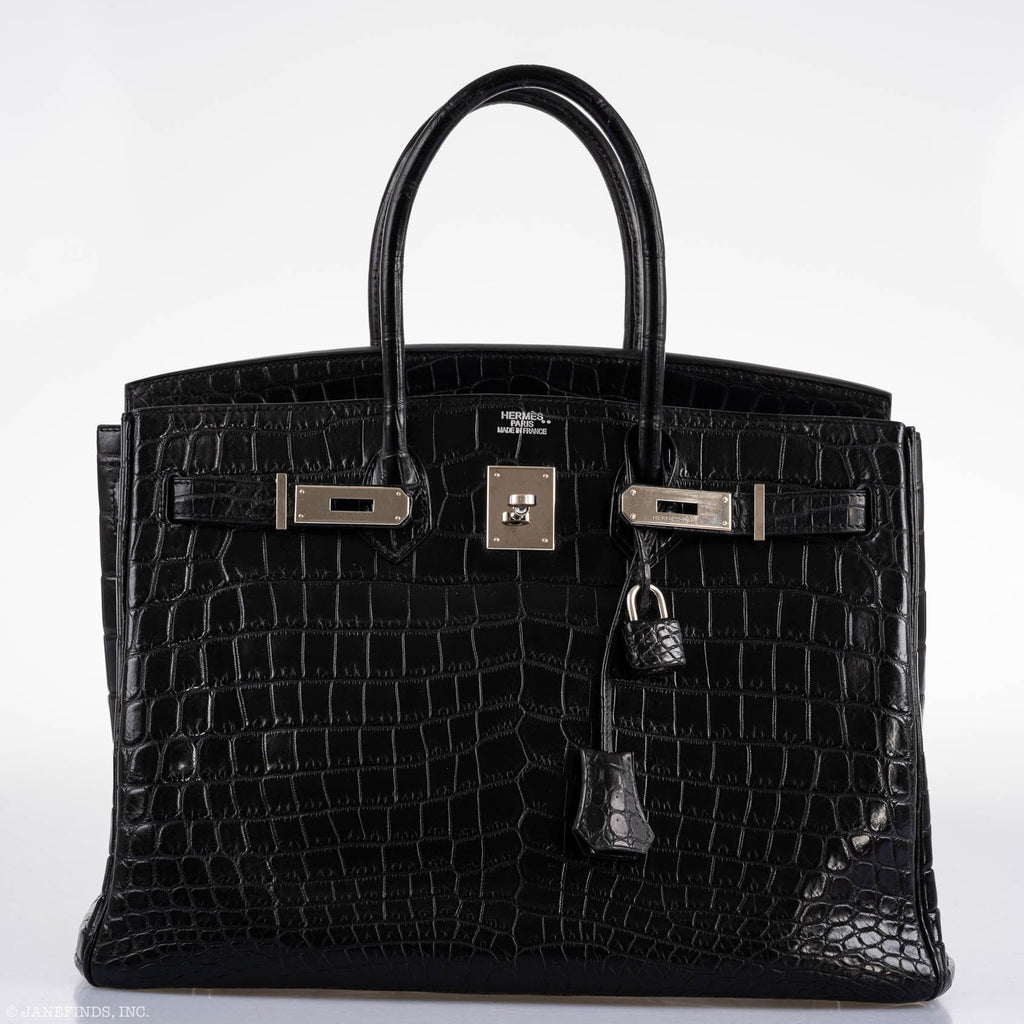 Hermes Birkin 35 Matte Black Nilo Crocodile with Palladium Hardware - 2011, O Square - Exclusu