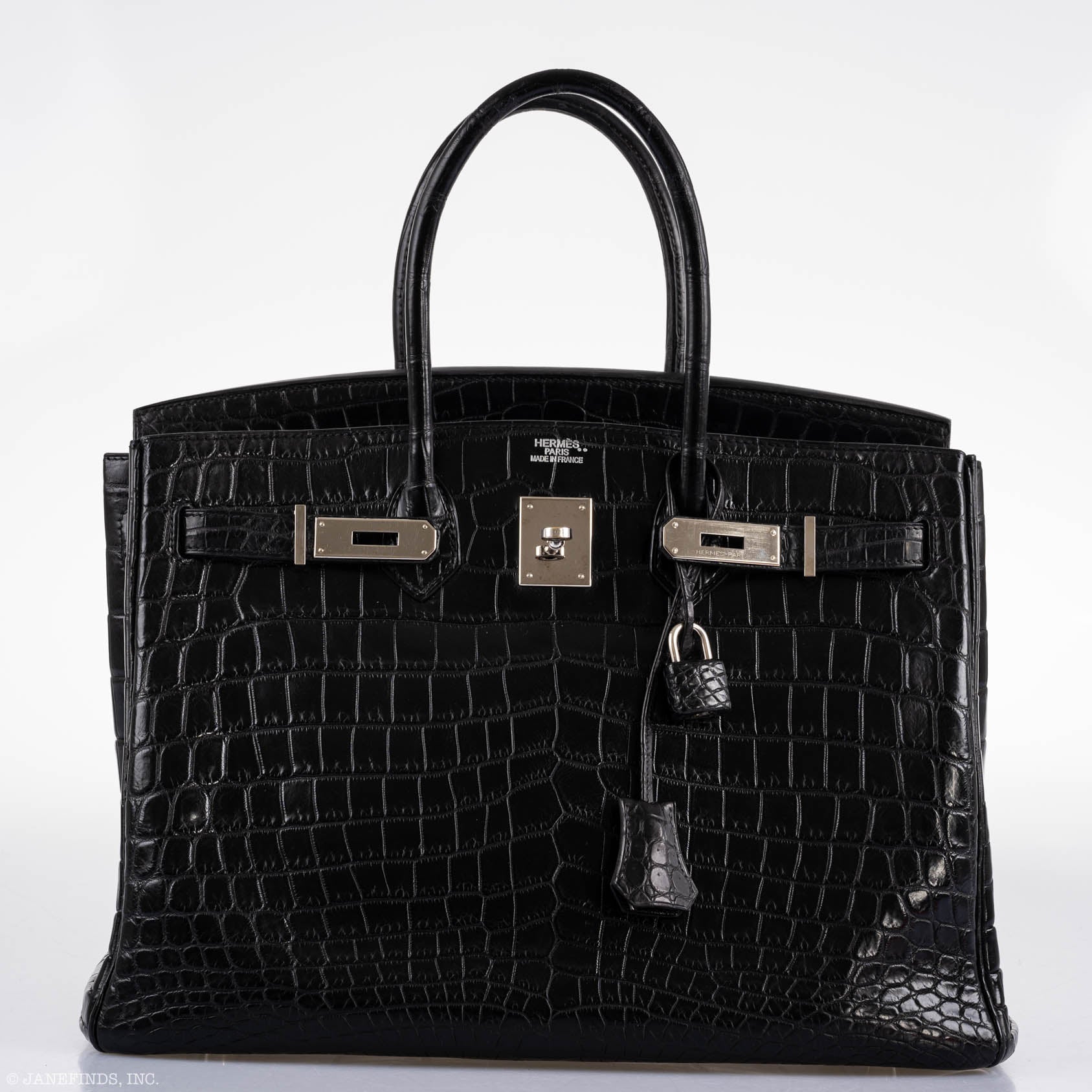 Hermes Birkin 35 Matte Black Nilo Crocodile with Palladium Hardware - 2011, O Square - Exclusu