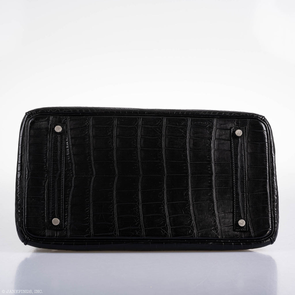 Hermes Birkin 35 Matte Black Nilo Crocodile with Palladium Hardware - 2011, O Square - Exclusu