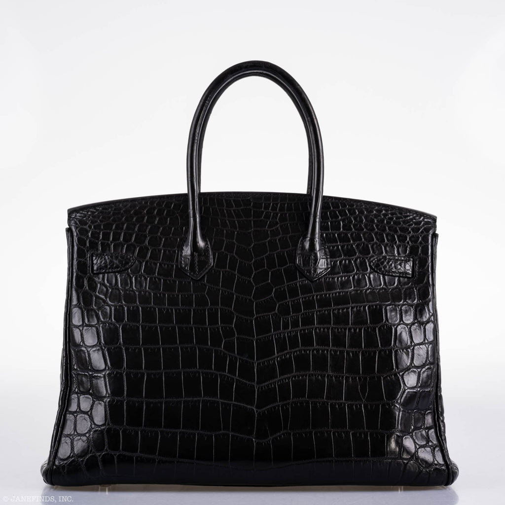 Hermes Birkin 35 Matte Black Nilo Crocodile with Palladium Hardware - 2011, O Square - Exclusu