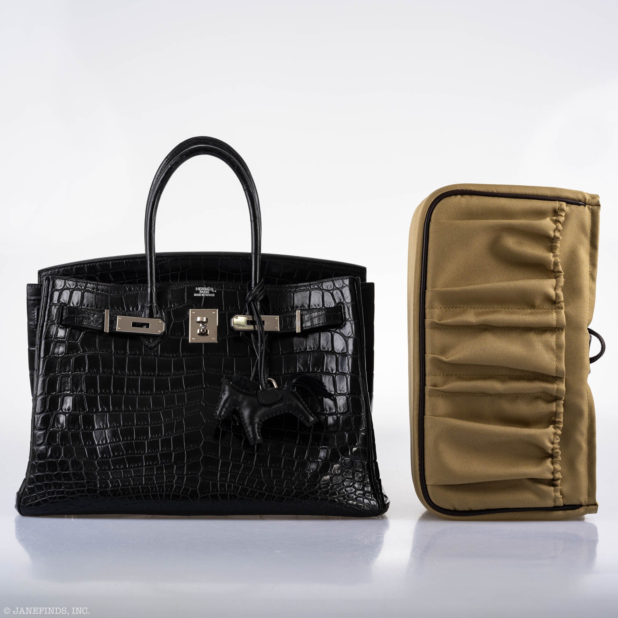 Hermes Birkin 35 Matte Black Nilo Crocodile with Palladium Hardware - 2011, O Square - Exclusu