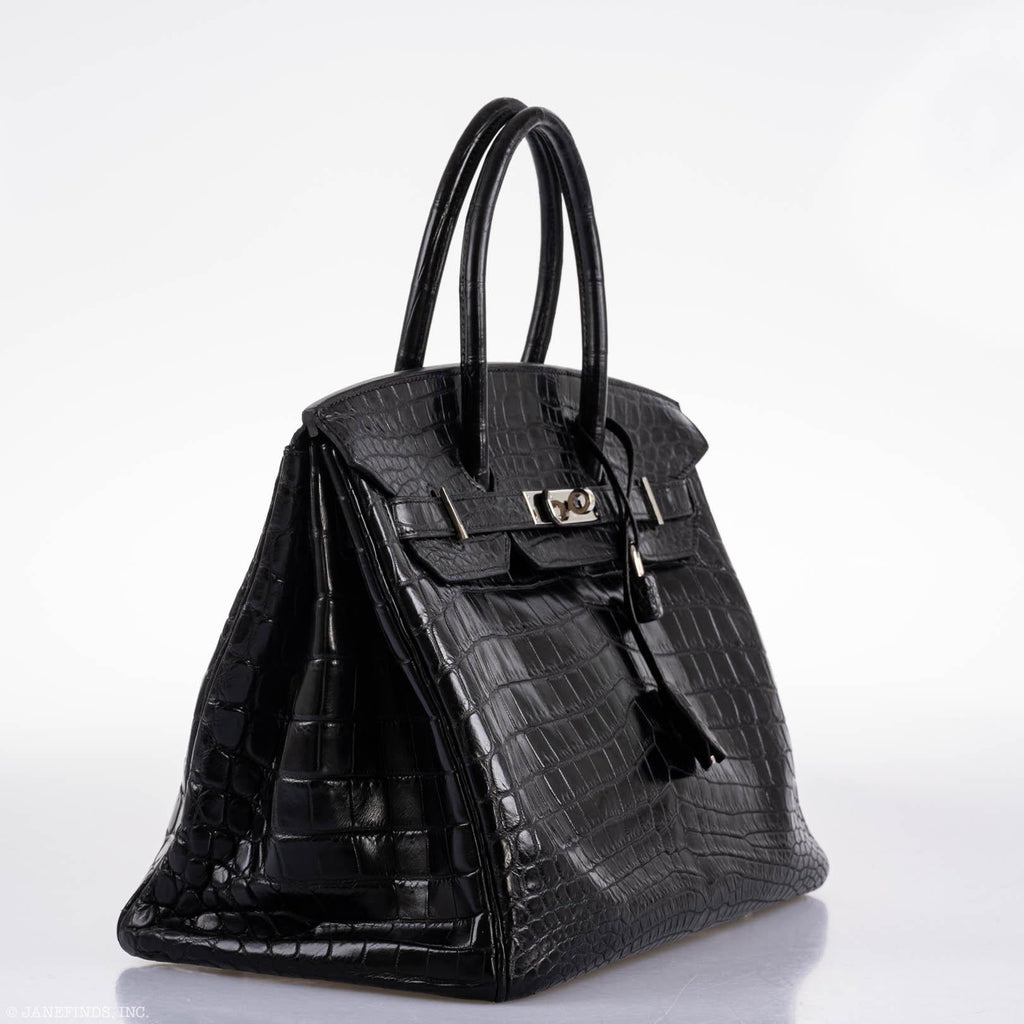 Hermes Birkin 35 Matte Black Nilo Crocodile with Palladium Hardware - 2011, O Square - Exclusu