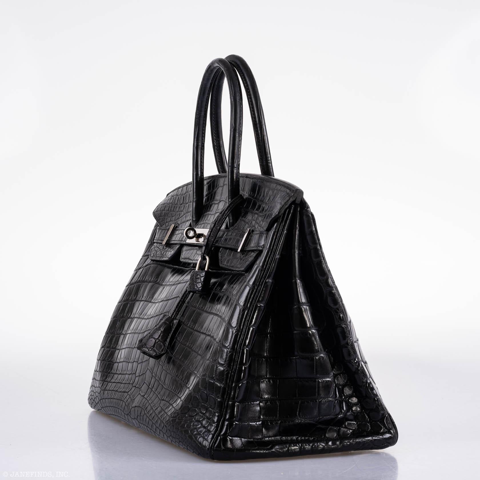Hermes Birkin 35 Matte Black Nilo Crocodile with Palladium Hardware - 2011, O Square - Exclusu
