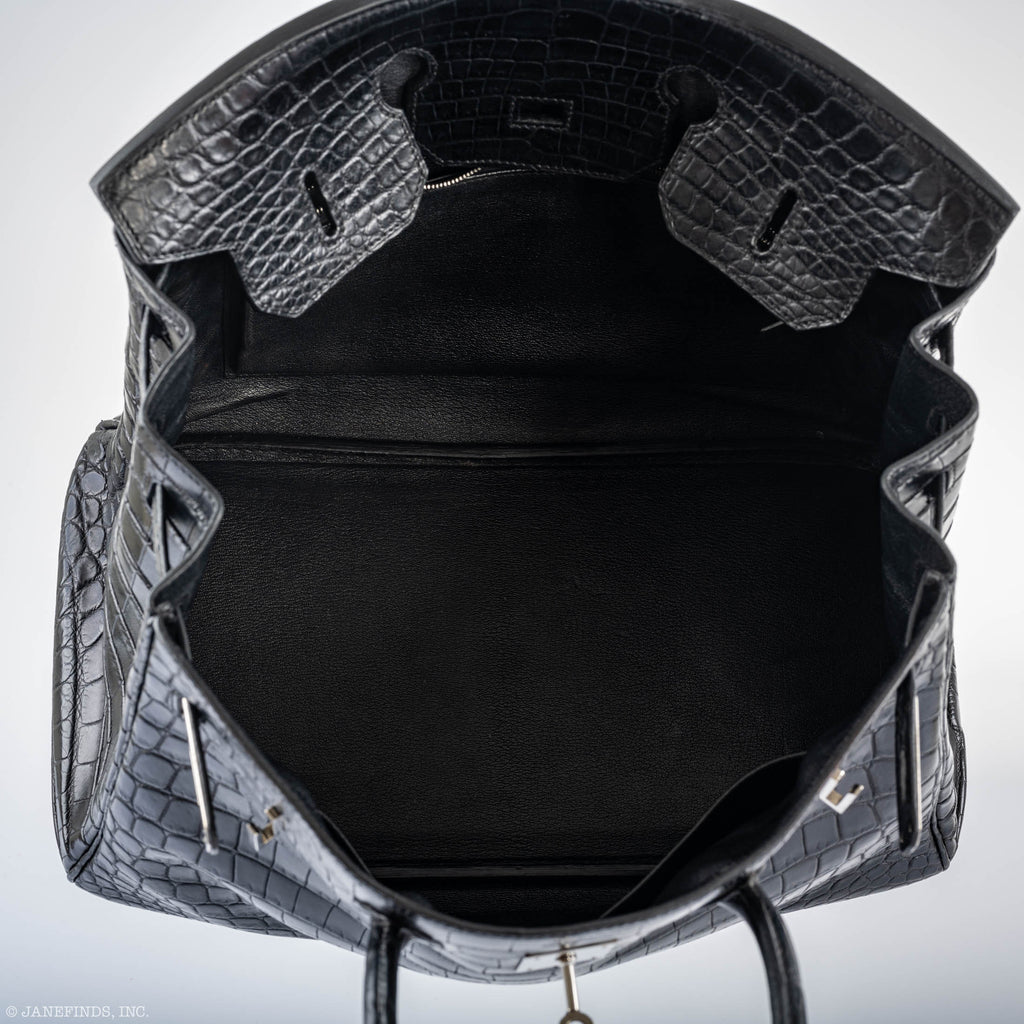 Hermes Birkin 35 Matte Black Nilo Crocodile with Palladium Hardware - 2011, O Square - Exclusu