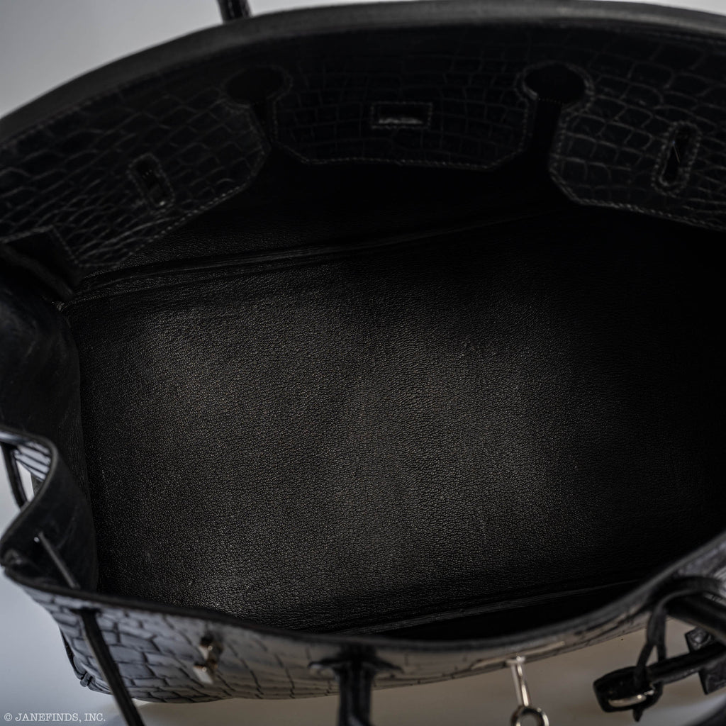Hermes Birkin 35 Matte Black Nilo Crocodile with Palladium Hardware - 2011, O Square - Exclusu