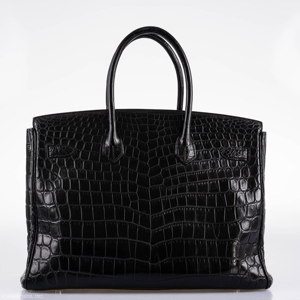 Hermes Birkin 35 Matte Black Nilo Crocodile with Palladium Hardware - 2011, O Square - Exclusu