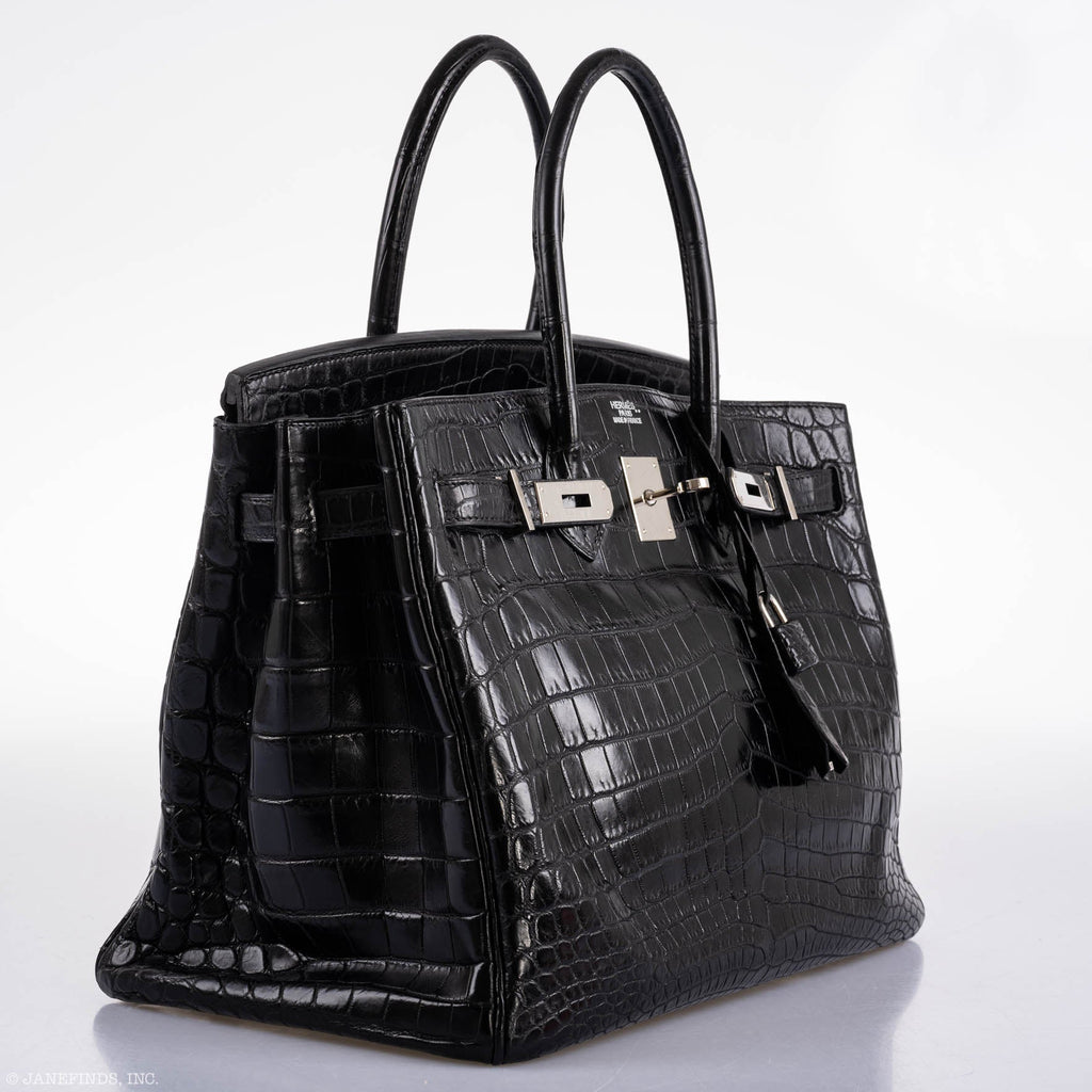Hermes Birkin 35 Matte Black Nilo Crocodile with Palladium Hardware - 2011, O Square - Exclusu