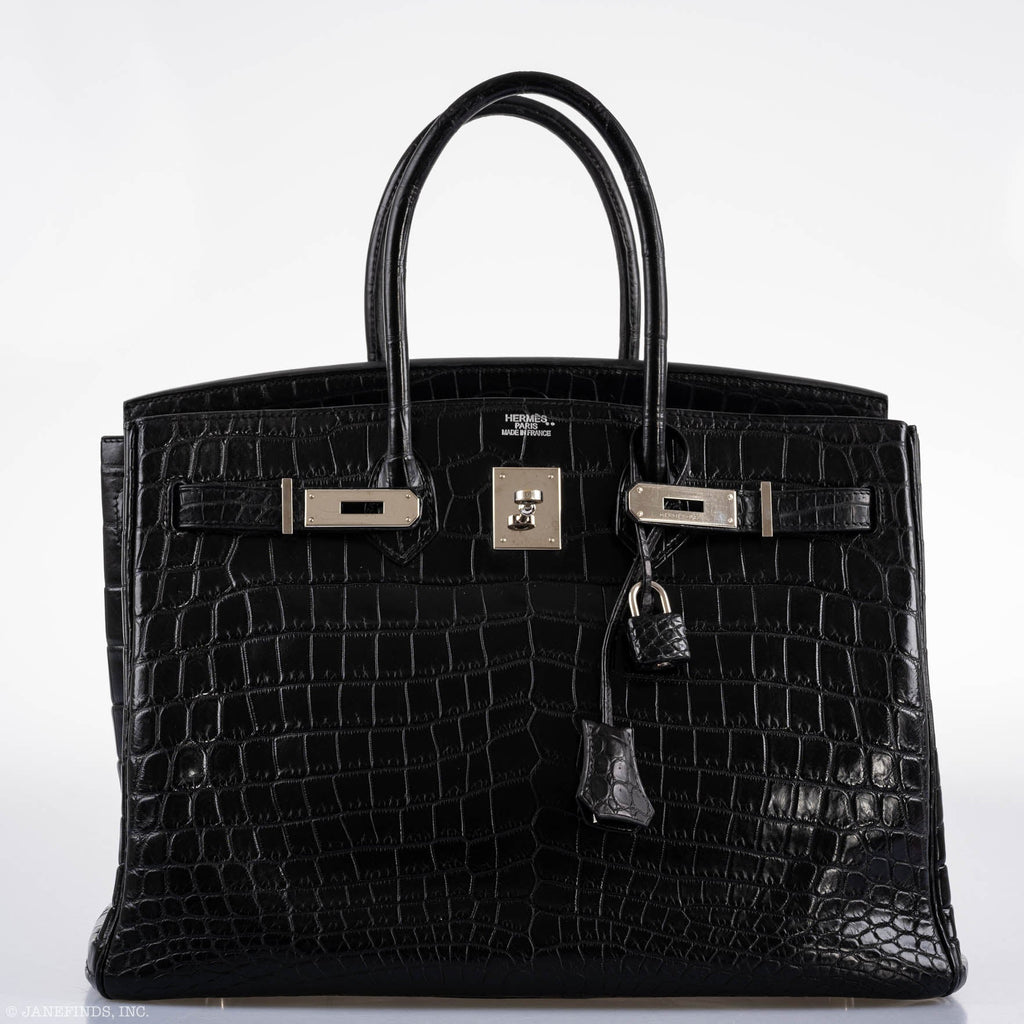 Hermes Birkin 35 Matte Black Nilo Crocodile with Palladium Hardware - 2011, O Square - Exclusu