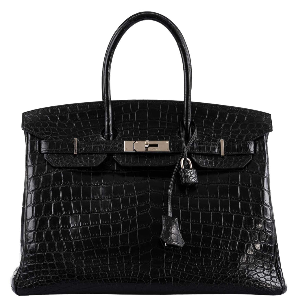 Hermes Birkin 35 Matte Black Nilo Crocodile with Palladium Hardware - 2011, O Square - Exclusu