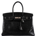 Hermes Birkin 35 Matte Black Nilo Crocodile with Palladium Hardware - 2011, O Square - Exclusu