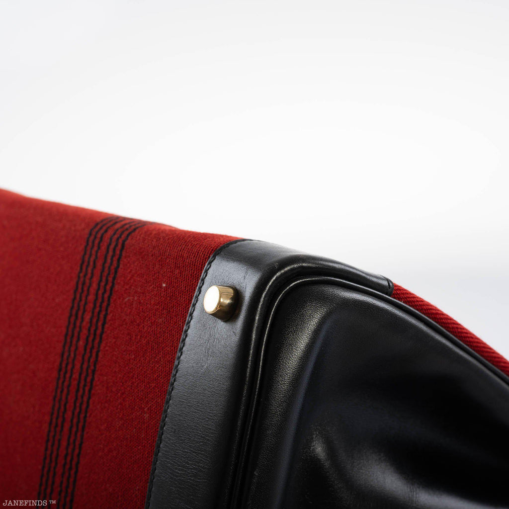 Hermes Birkin 35 Red Potamos Canvas & Black Box with Gold Hardware - 2006, J Square - Exclusu