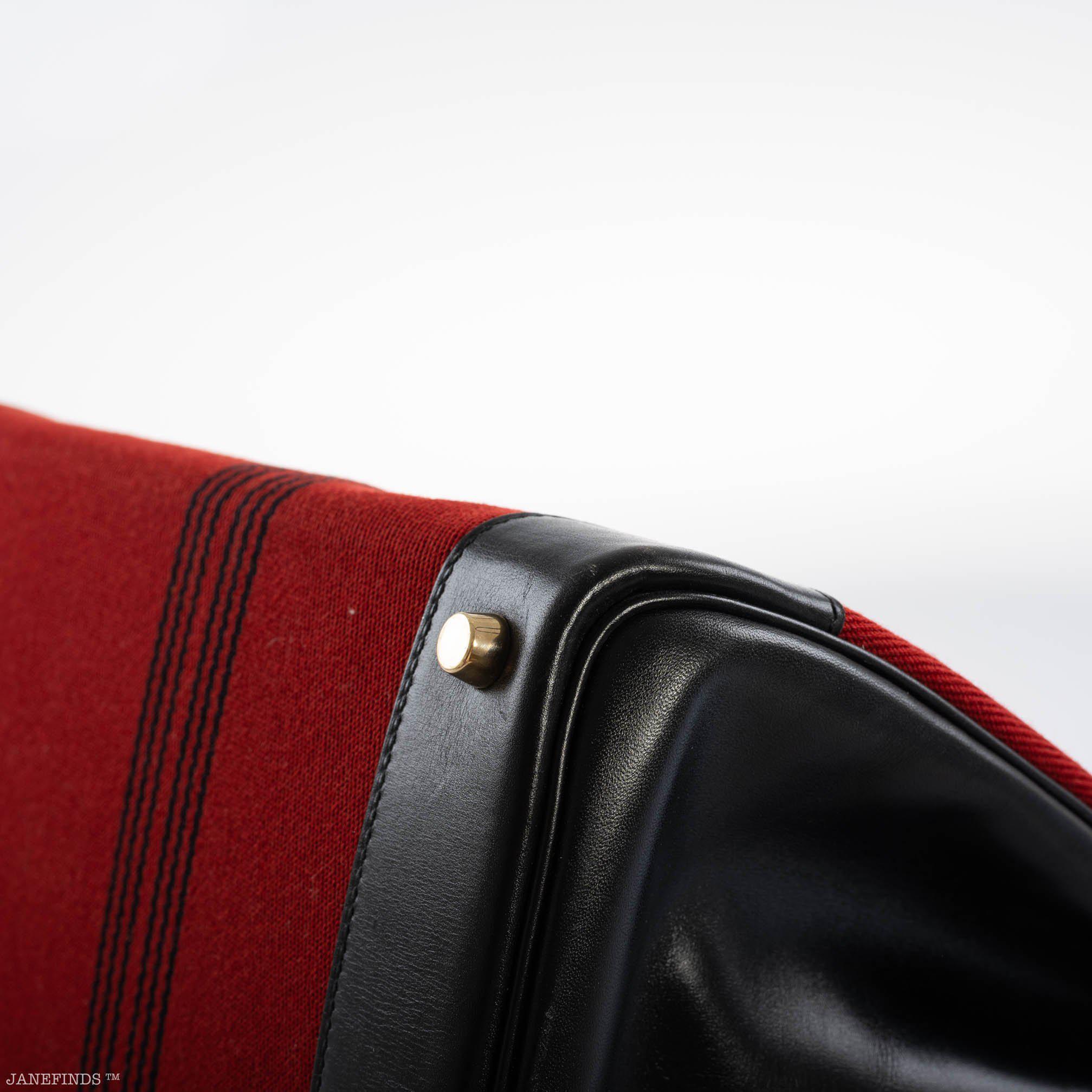 Hermes Birkin 35 Red Potamos Canvas & Black Box with Gold Hardware - 2006, J Square - Exclusu