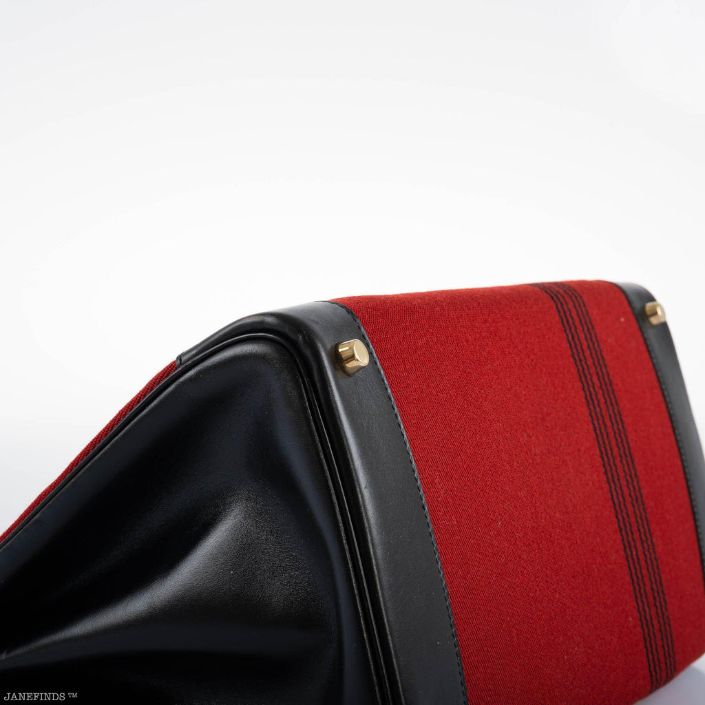 Hermes Birkin 35 Red Potamos Canvas & Black Box with Gold Hardware - 2006, J Square - Exclusu