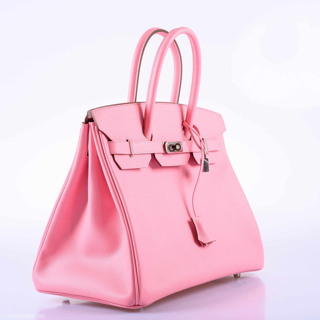 Hermes Birkin 35 Rose Confetti Epsom Palladium Hardware - 2015, T - Exclusu