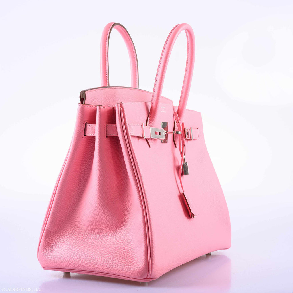 Hermes Birkin 35 Rose Confetti Epsom Palladium Hardware - 2015, T - Exclusu
