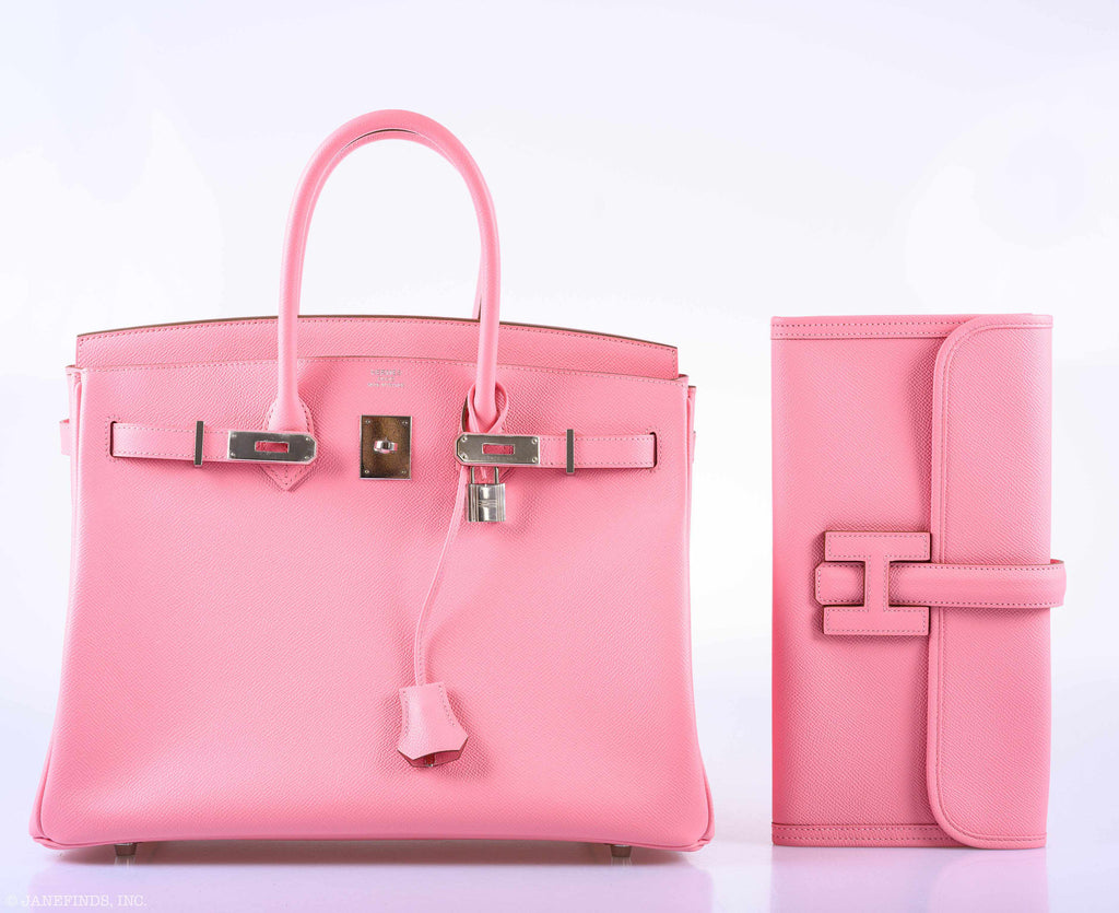 Hermes Birkin 35 Rose Confetti Epsom Palladium Hardware - 2015, T - Exclusu