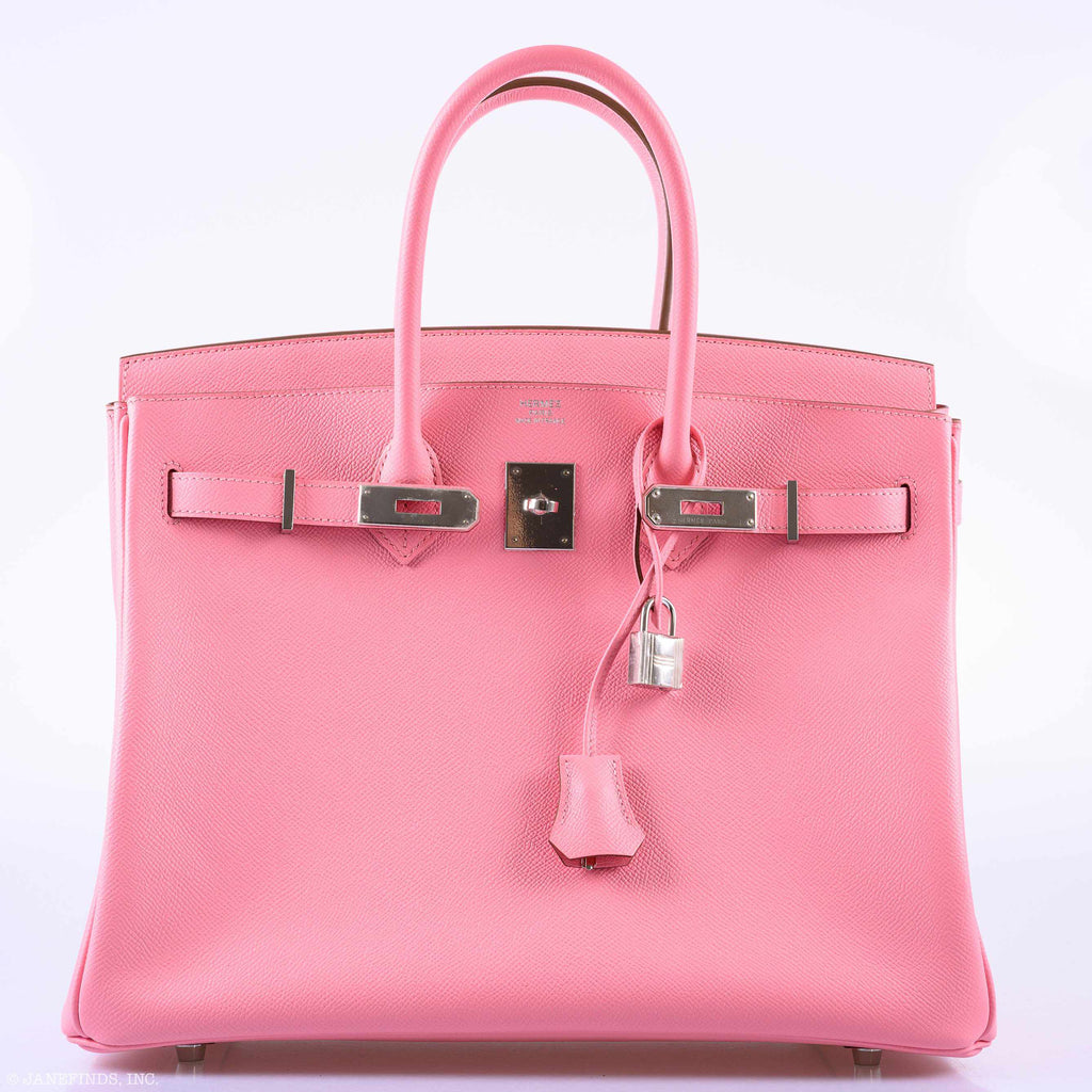 Hermes Birkin 35 Rose Confetti Epsom Palladium Hardware - 2015, T - Exclusu