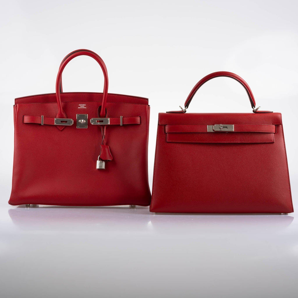 Hermes Birkin 35 Rouge Vif Epsom with Palladium Hardware - 2013, Q Square - Exclusu