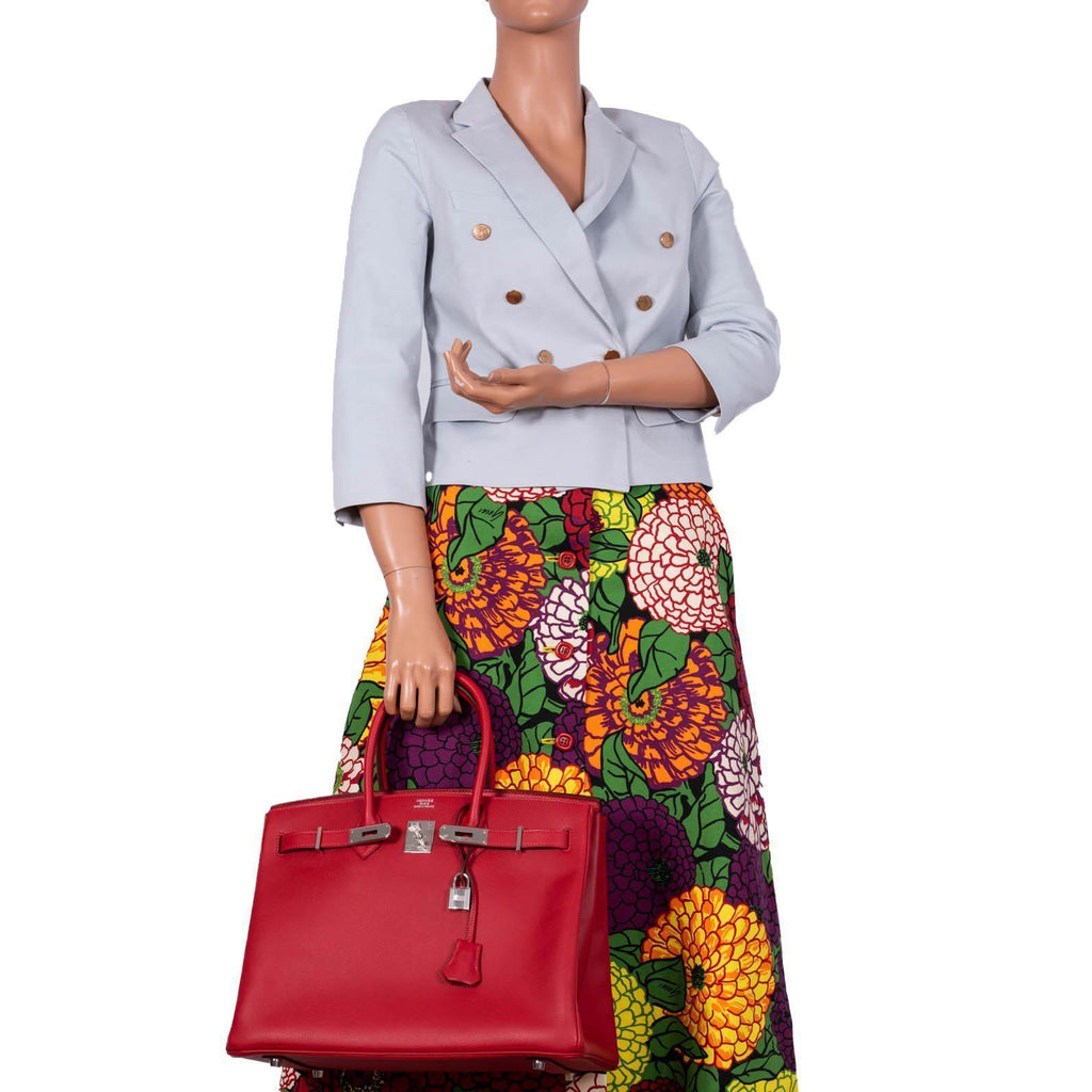 Hermes Birkin 35 Rouge Vif Epsom with Palladium Hardware - 2013, Q Square - Exclusu