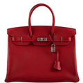 Hermes Birkin 35 Rouge Vif Epsom with Palladium Hardware - 2013, Q Square - Exclusu