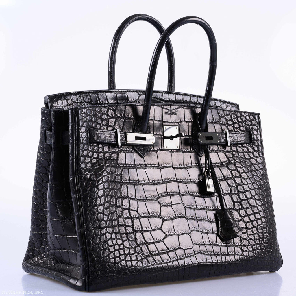 Hermes Birkin 35 SO BLACK Matte Alligator PVD Hardware - 2011, O Square - Exclusu