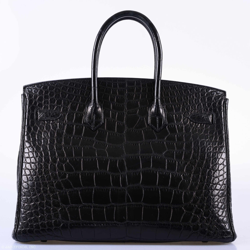 Hermes Birkin 35 SO BLACK Matte Alligator PVD Hardware - 2011, O Square - Exclusu