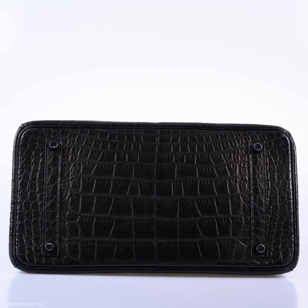 Hermes Birkin 35 SO BLACK Matte Alligator PVD Hardware - 2011, O Square - Exclusu