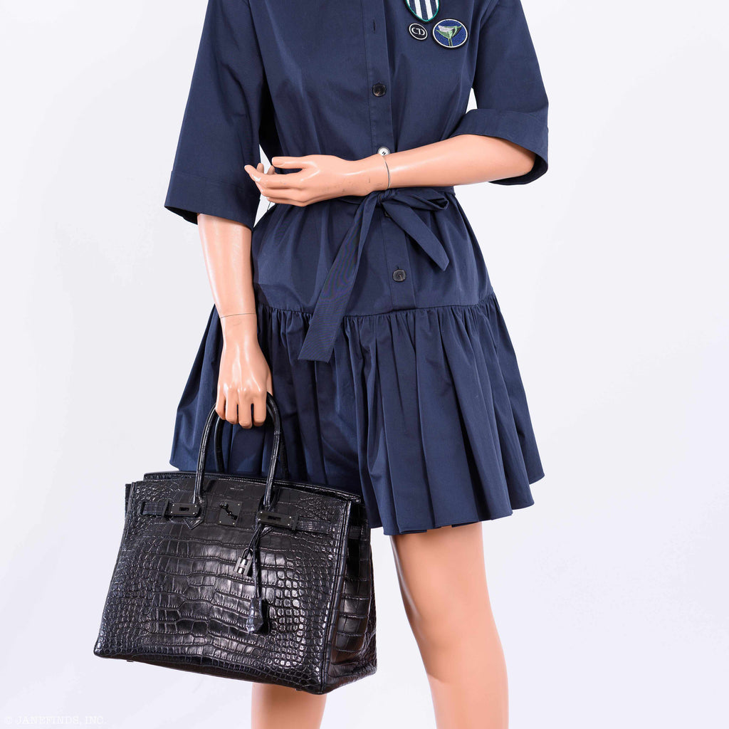 Hermes Birkin 35 SO BLACK Matte Alligator PVD Hardware - 2011, O Square - Exclusu