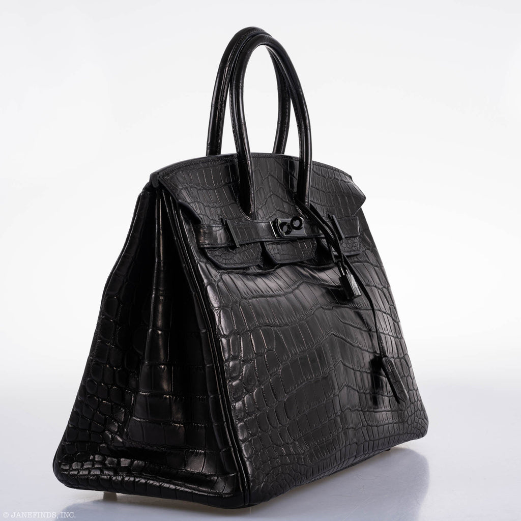 Hermes Birkin 35 SO BLACK Matte Alligator PVD Hardware - 2011, O Square - Exclusu
