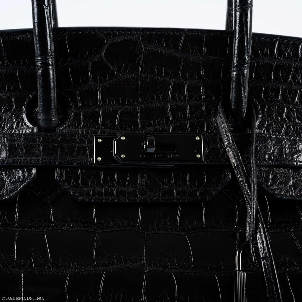 Hermes Birkin 35 SO BLACK Matte Alligator PVD Hardware - 2011, O Square - Exclusu