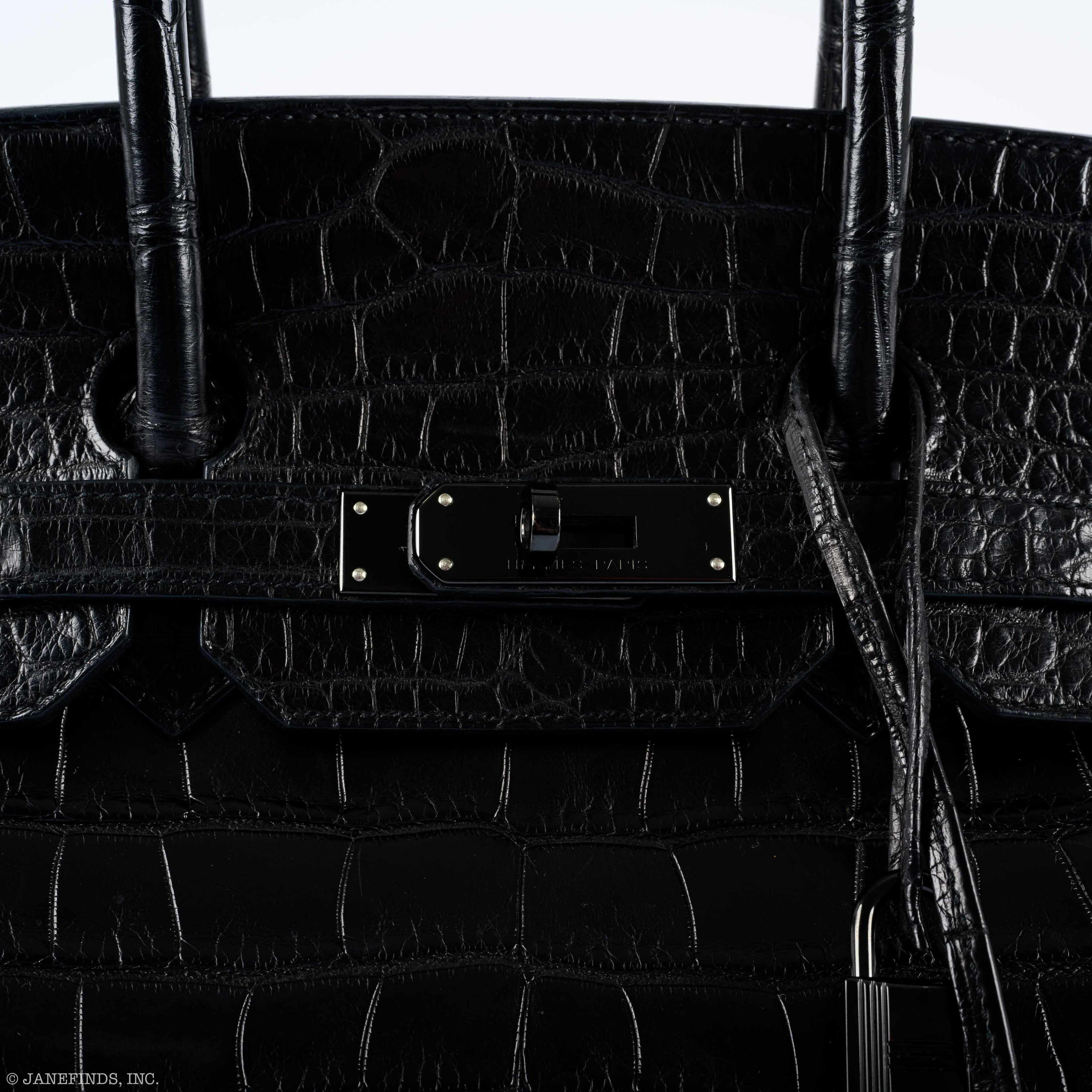 Hermes Birkin 35 SO BLACK Matte Alligator PVD Hardware - 2011, O Square - Exclusu