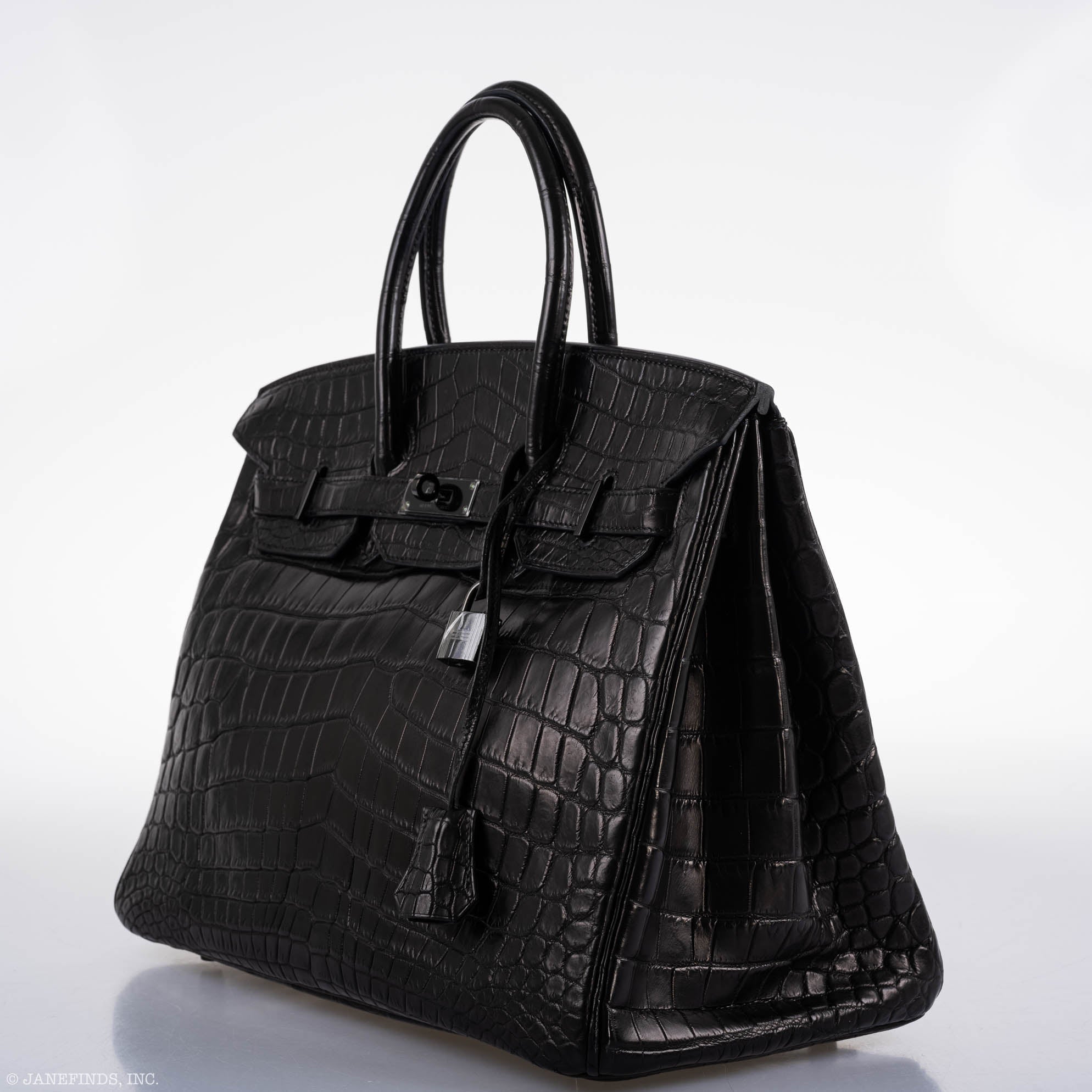Hermes Birkin 35 SO BLACK Matte Alligator PVD Hardware - 2011, O Square - Exclusu
