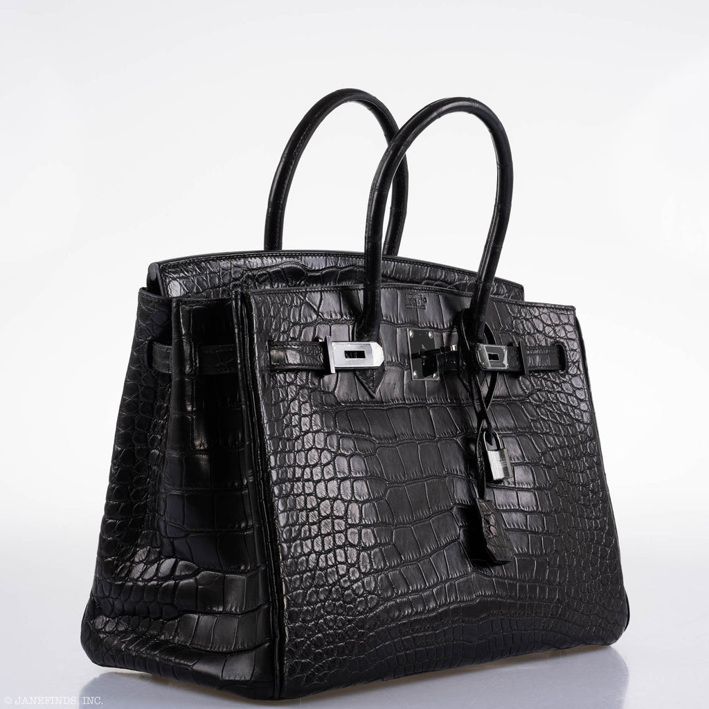 Hermes Birkin 35 SO BLACK Matte Alligator PVD Hardware - 2011, O Square - Exclusu
