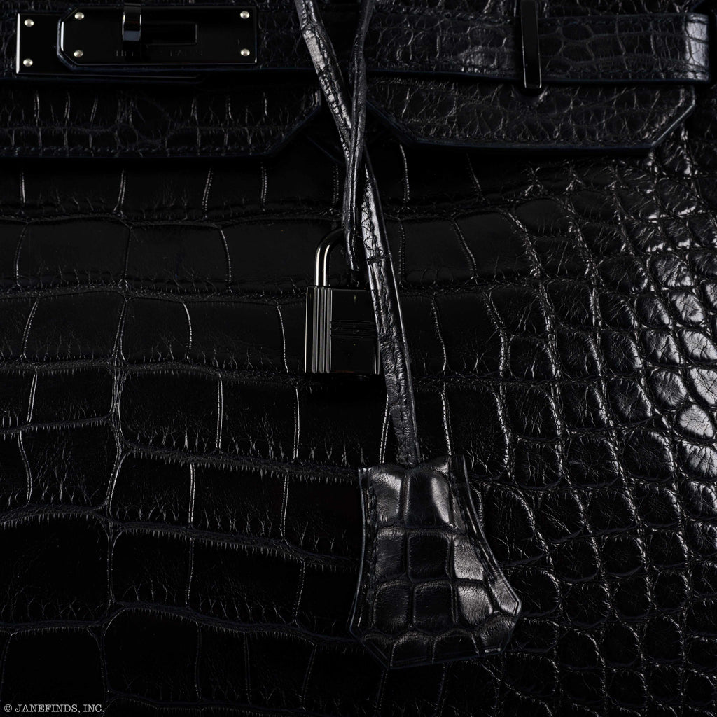 Hermes Birkin 35 SO BLACK Matte Alligator PVD Hardware - 2011, O Square - Exclusu