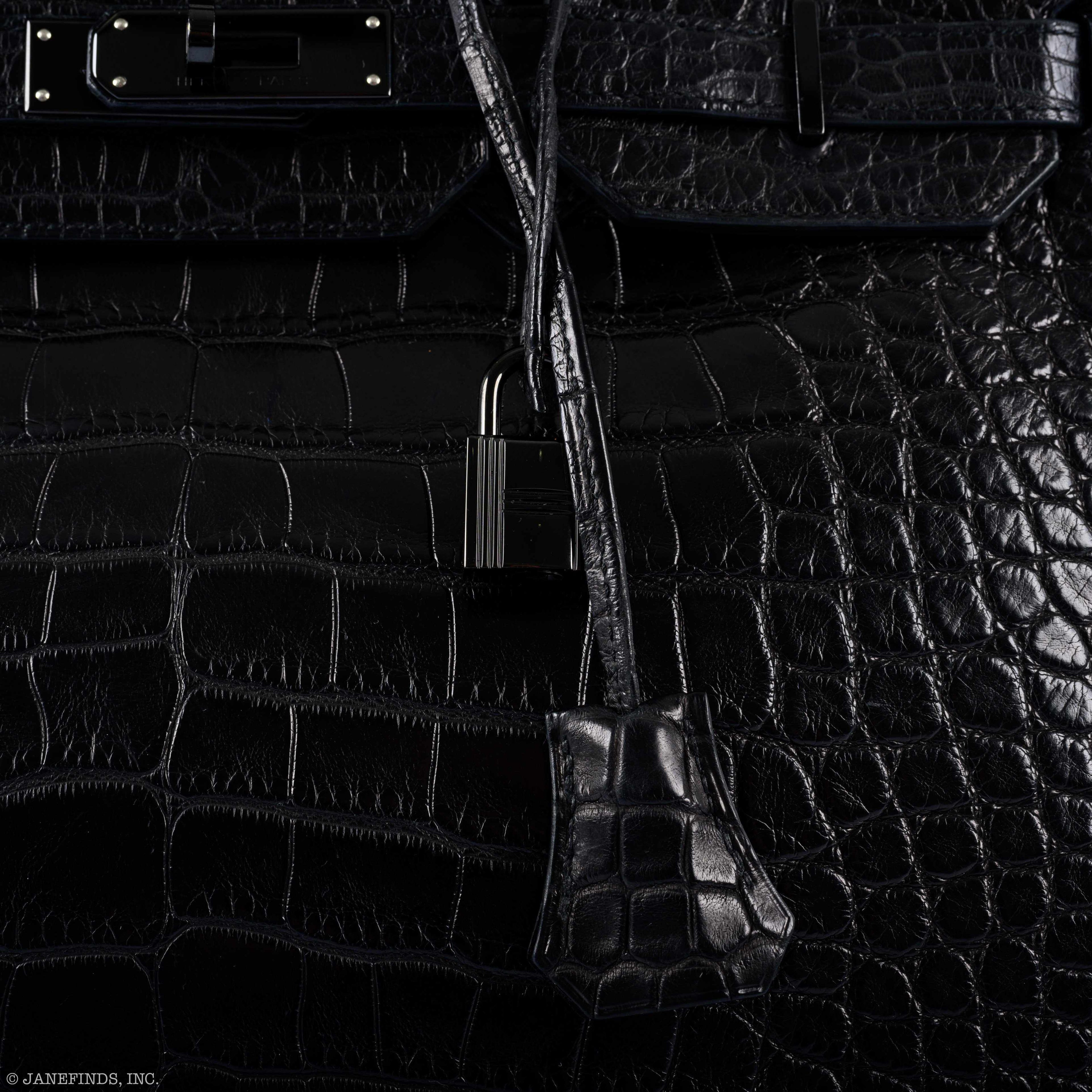 Hermes Birkin 35 SO BLACK Matte Alligator PVD Hardware - 2011, O Square - Exclusu