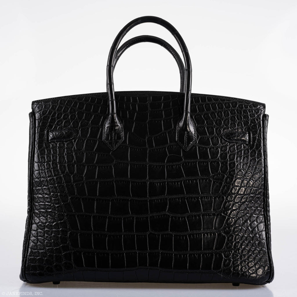 Hermes Birkin 35 SO BLACK Matte Alligator PVD Hardware - 2011, O Square - Exclusu