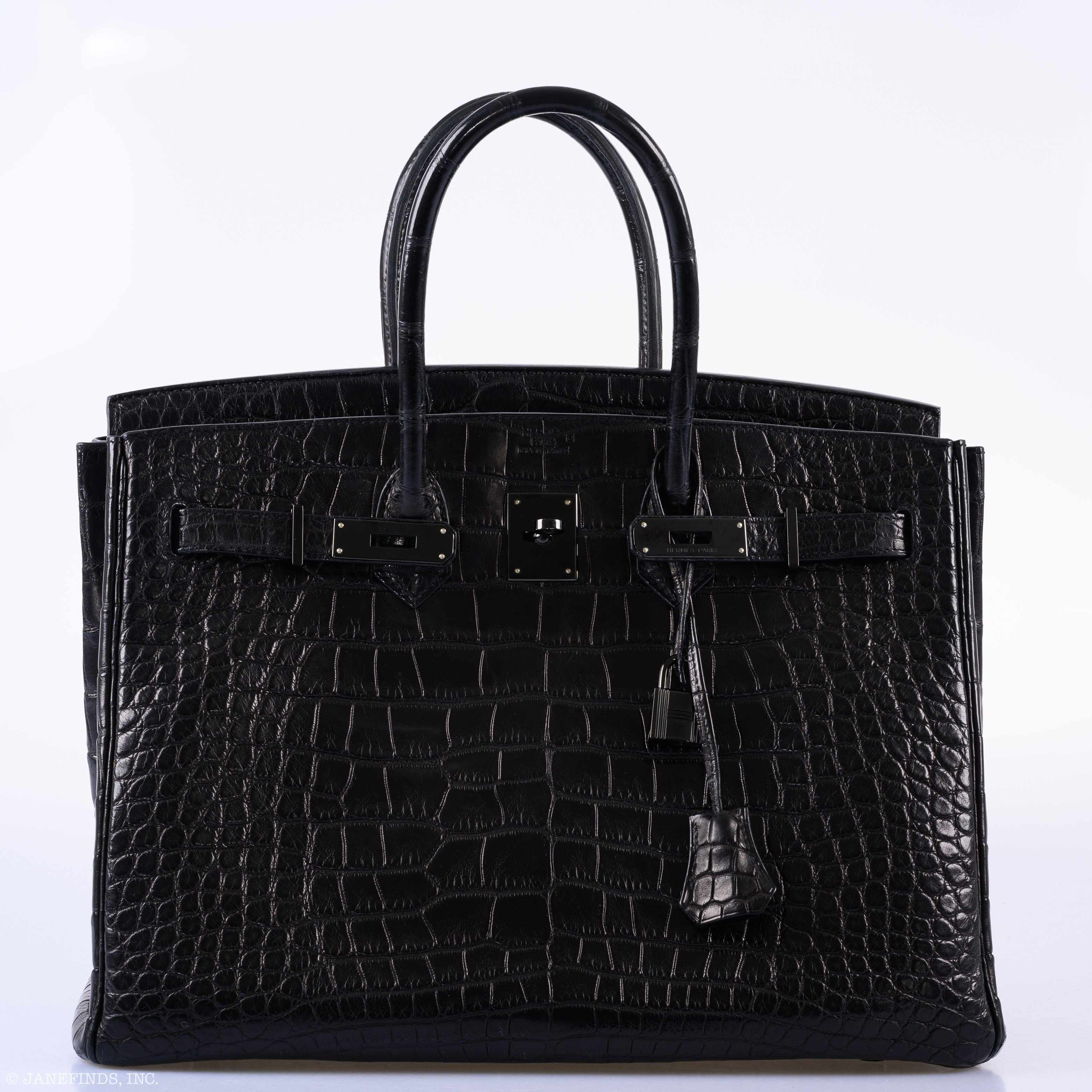 Hermes Birkin 35 SO BLACK Matte Alligator PVD Hardware - 2011, O Square - Exclusu