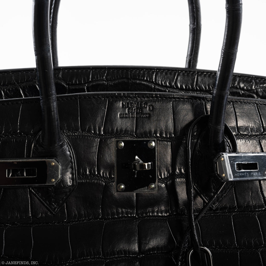 Hermes Birkin 35 SO BLACK Matte Alligator PVD Hardware - 2011, O Square - Exclusu
