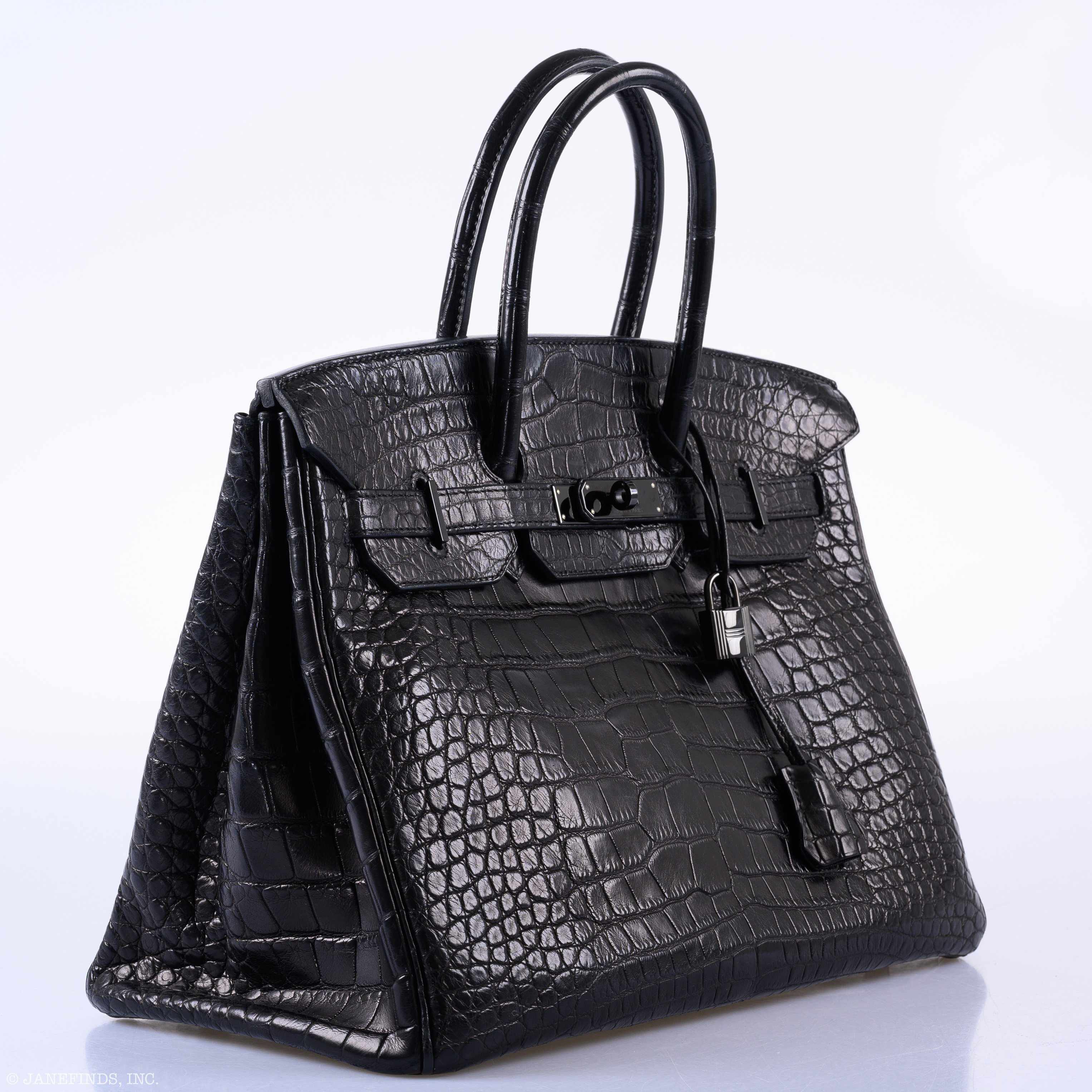 Hermes Birkin 35 SO BLACK Matte Alligator PVD Hardware - 2011, O Square - Exclusu