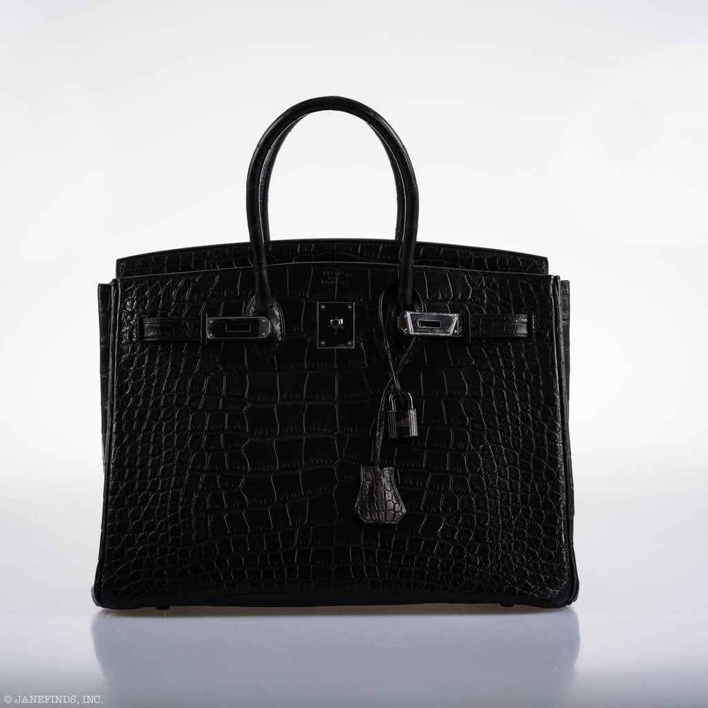 Hermes Birkin 35 SO BLACK Matte Alligator PVD Hardware - 2011, O Square - Exclusu