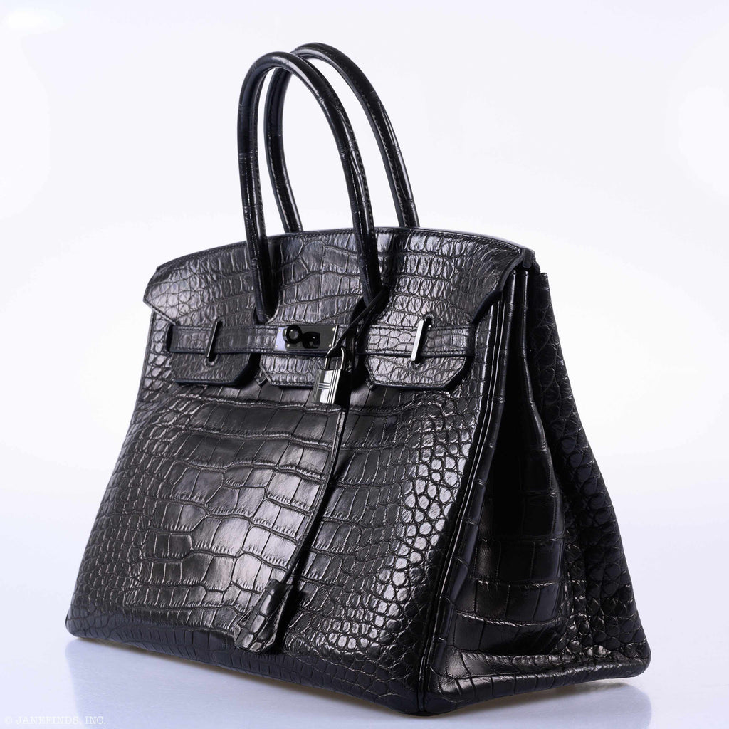 Hermes Birkin 35 SO BLACK Matte Alligator PVD Hardware - 2011, O Square - Exclusu