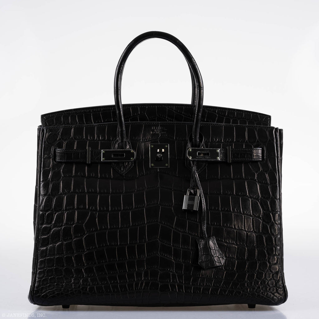 Hermes Birkin 35 SO BLACK Matte Alligator PVD Hardware - 2011, O Square - Exclusu